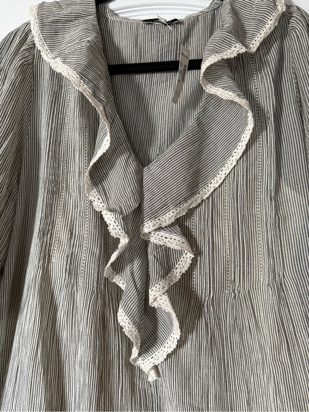 Madewell Blaire Mini Dress in Black And Ivory Micro Stripe - Picture 2 of 10